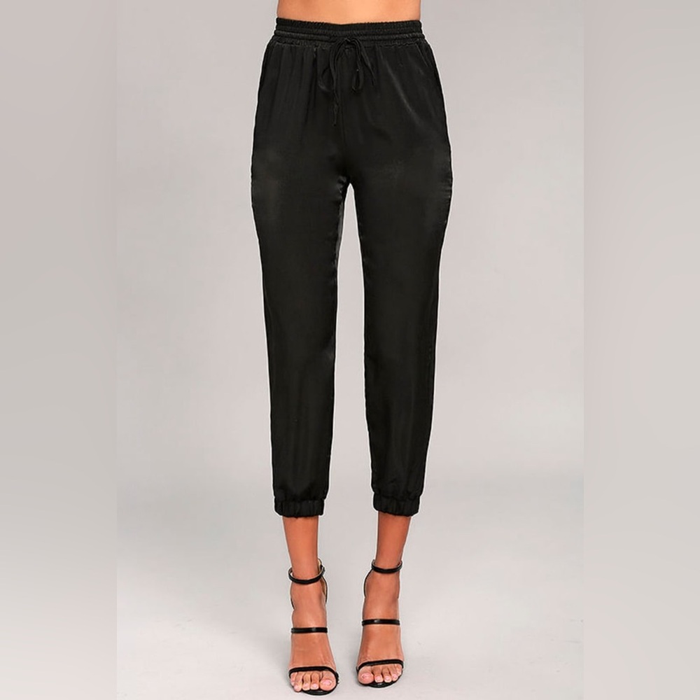 Satin stretch waistband joggers
